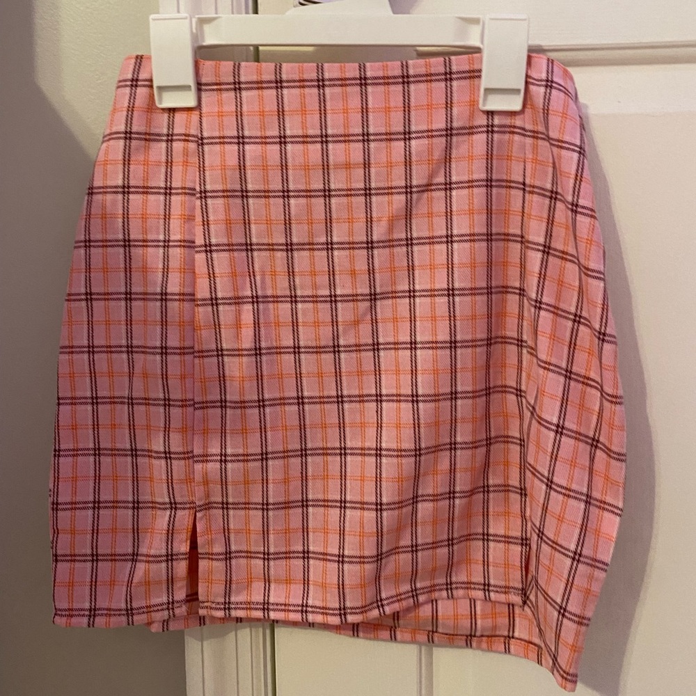 Shein Pink Plaid Skirt